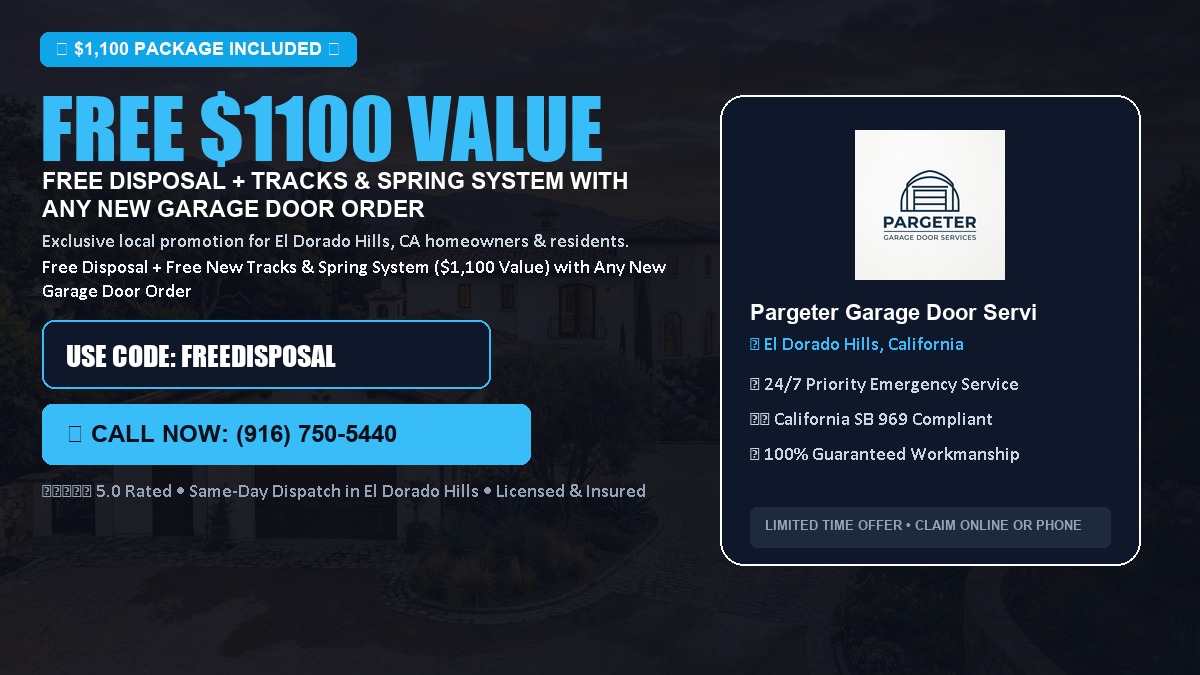 Free Disposal + Free New Tracks & Spring System with Any New Garage Door Order ($1100 Value) in El Dorado Hills, CA
