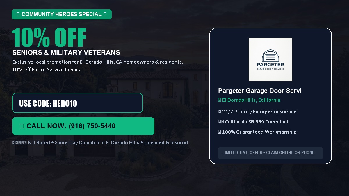 10% OFF Senior Citizens (65+) & Military / Veteran Community Discount in El Dorado Hills, CA